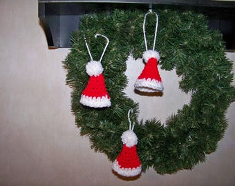 Crocheted Santa Hat Ornaments