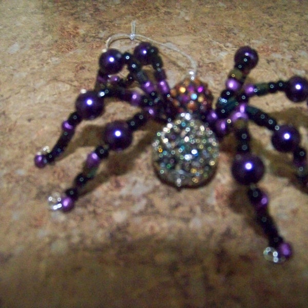 House Spider, Fall Spider, Purple and Black Spider, Beaded Spider
