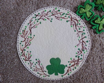 St. Patrick's Day Candle Mat, Irish Candle Mat, Shamrock Candle Mat, Farmhouse Candle Mat, Country Candle Mat, Painted Candle Mat