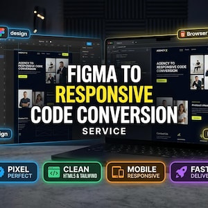 Service de conversion de code Figma vers site web responsive | Développement HTML, CSS, Tailwind, WordPress, Webflow ou Shopify d'une précision pixel parfaite