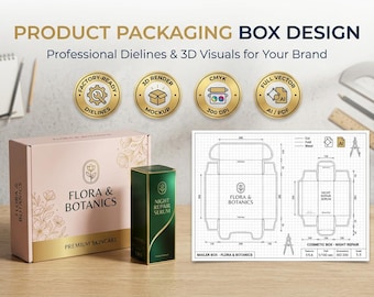 Product Packaging Box Design and Dielines Service | Custom Folding Carton Mailer Box Sleeve Packaging with Manufacturer Ready Print Files