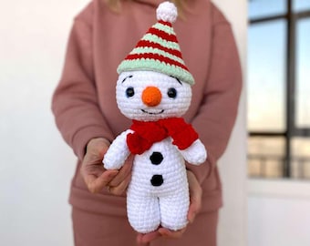 Amigurumi Snowman Crochet Handcrafted Item Pattern PDF | Cute DIY Plush Animal Toy Tutorial | Nursery Decor Download