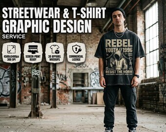Streetwear and Graphic T Shirt Apparel Design Service | Custom Vintage Bootleg Y2K Typography and Vector Illustration for Screen Print