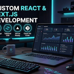 Servicio de desarrollo web frontend personalizado con React y Next.js / Aplicación web moderna responsiva de una sola página con Tailwind CSS y código limpio y rápido