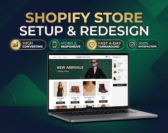 Service voor het opzetten en herontwerpen van een Shopify-webshop op maat | Professioneel ontwerp, thema-aanpassing en snelheids- en mobieloptimalisatie voor e-commercewebsites
