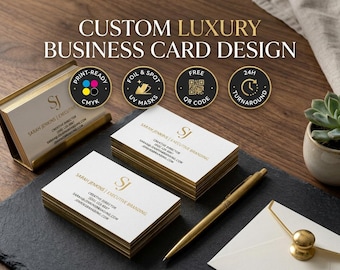 Custom Luxury Business Card Design Service | Modern Minimalist Double Sided Print Ready Visiting Card with Spot UV and Foil Guidelines