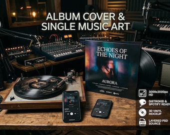 Album Cover and Single Music Art Design Service | Spotify Apple Music Streaming Artwork Vinyl Jacket Layout and Canvas Video Mockup