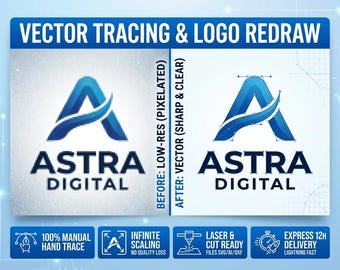 Vector Tracing and Low Res Logo Redraw Service | Convert Blurry Pixelated Image to Scalable Vector Files AI and SVG Format