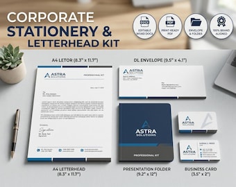 Corporate Stationery and Letterhead Design Service | Professional Business Letterhead Invoice Envelope and Folder Editable Print Files