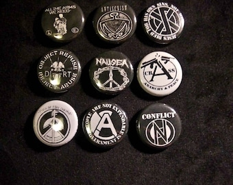 Handmade 1.25 Crust Anarcho Punk Furry Pins Pinback Pin Buttons Anarchy Symbol Noise Not Music
