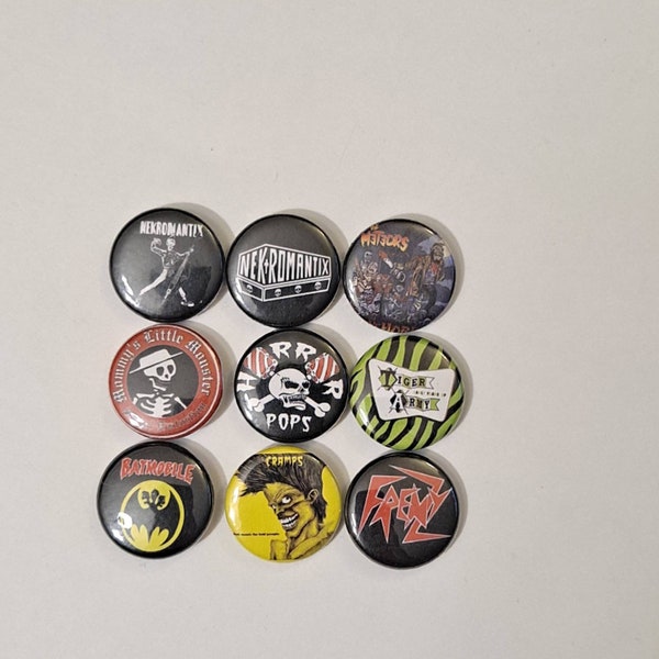 Psychobilly Rockabilly 1 inch pin set (B)