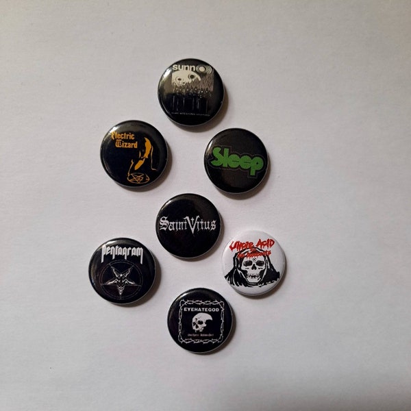 Doom metal 1 inch pin set