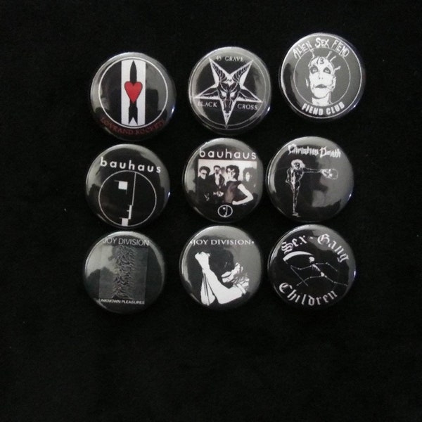 Death rock post punk pin set buttons badges