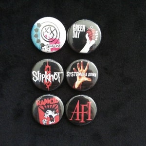 90s punk and metal bands 1 inch pin set
