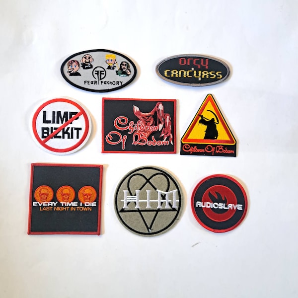 Metal alternative bands embroidered iron on patch vintage 90s 2000s limp bizit, audioslave