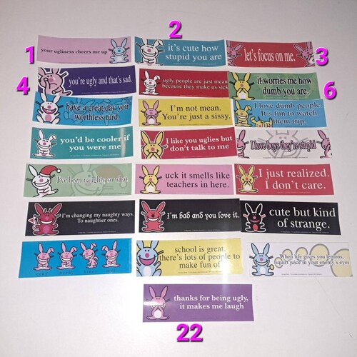 It's Happy Bunny Y2K bumper stickers vintage