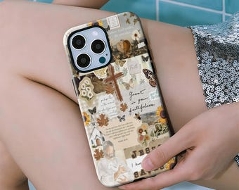 Fall Christian collage phone case, religious gift, for iPhone 17, 16, 15, 14, 13, 12, 11 Pro Max, Samsung Galaxy S23, S22, S21, S20 Ultra.