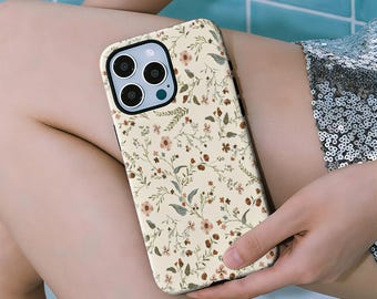 Autumn Flowers Case Minimalist Protective Case with iPhone 17, 16, 15, 14, 13, 12, 11 Pro Max Plus, Samsung Galaxy S23, S22, S21, S20 Ultra