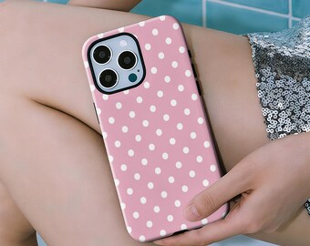 Pink Polka Dot Phone Case Coquette Style Polka Dots Case for iPhone 17 16 15 14 13 12 11 Plus Pro Max MagSafe S25 S24 S23 S22 Plus and Ultra