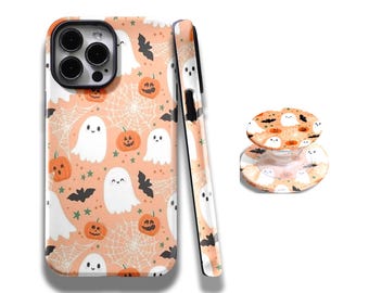 Halloween Phone Case, Cute Ghosts Design Pattern, with iPhone 17, 16, 15, 14, 13, 12, 11 Plus, Pro Max, Samsung S25, S24, S23,S22 Ultra.