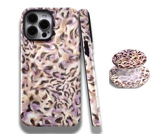 Purple Leopard Print Phone Case,with iPhone 17, 16, 15, 14, 13, 12, 11, Pro Max and Samsung Galaxy S25, S24, S23, S22, S21