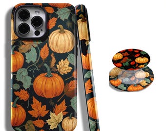 Funda de teléfono con diseño de calabaza otoñal para iPhone 17, 16, 15, 14, 13, 12, 11, Pro Max y Samsung Galaxy S25, S24, S23, S22, S21