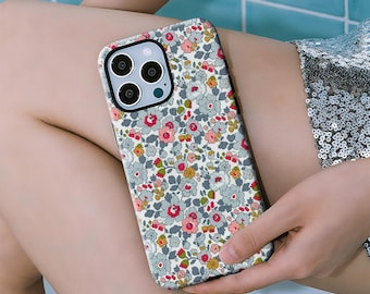 Vintage floral pattern soft shell phone case with iPhone 17, 16, 15, 14, 13, 12, 11 Pro Max Plus and Samsung Galaxy S23, S22, S21, S20 Ultra