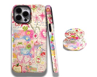 Retro Floral Patchwork Phone Case, Vintage Botanical Collage Cover, Chic Aesthetic Phone Case, iPhone 17 16 15 14 13 12, Samsung S25