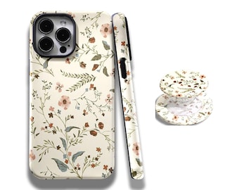 Höstblommigt telefonskal, blommigt flickfodral, med iPhone 17, 16, 15, 14, 13, 12, 11, Pro Max och Samsung Galaxy S25, S24, S23, S22, S21