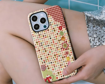 Patchwork Phone Case -Cute Valentine's Day Accessory with iPhone 17, 16, 15, 14, 13, 12, 11, Pro Max, Samsung Galaxy S25, S24, S23, S22, S21