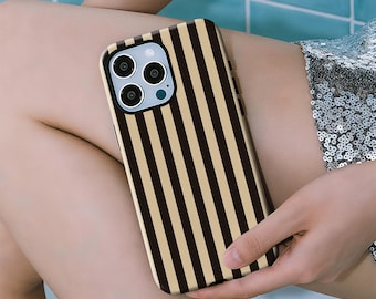 Striped Phone Case Aesthetic Glossy or Matte with iPhone 17 16 15 14 13 12 11 Plus Pro Max MagSafe S25 S24 S23 S22 Plus and Ultra.