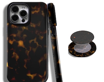 Capa texturizada em tom âmbar profundo com efeito tartaruga, compatível com iPhone 17, 16, 15, 14, 13, 12, 11 Pro Max Plus, Samsung Galaxy S23, S22, S21, S20 Ultra.