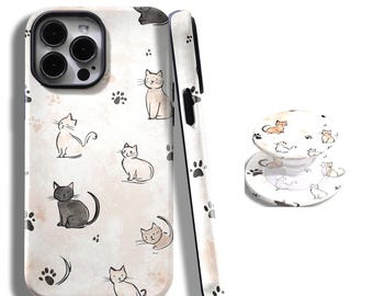 Cat Phone Case Cute Animal Coverwith iPhone 17, 16, 15, 14, 13, 12, 11, Pro Max and Samsung Galaxy S25, S24, S23, S22, S21