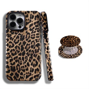 Leopardmönstrat fodral, klassiskt, djurfodral med iPhone 17, 16, 15, 14, 13, 12, 11, Pro Max och Samsung Galaxy S25, S24, S23, S22, S21