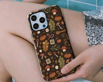 Elegant Pretty Autumn Case With Fall Leaves & Pumpkins with iPhone 17 16 15 14 13 12 11 Plus Pro Max MagSafe S25 S24 S23 S22 Plus and Ultra