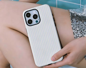 Blue Stripe Phone Case Minimal Line Cover Compatible with iPhone 17, 16, 15, 14, 13, 12, 11, Pro Max, Samsung Galaxy S25, S24, S23, S22, S21