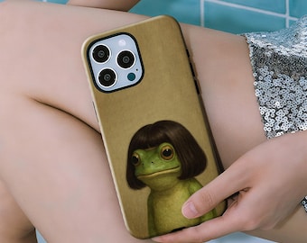 Cute Frog Bob Hairstyle Phone Case, Compatible with iPhone 17, 16, 15, 14, 13, 12, 11 Pro Max Plus, Samsung Galaxy S23, S22, S21, S20 Ultra