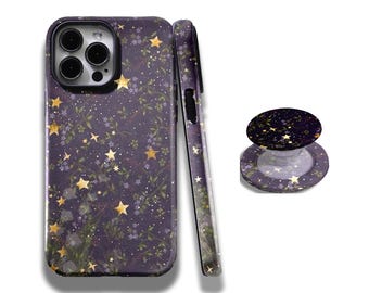 Purple Floral Phone Case, Vintage Cottagecore, Dark Academia, Moody Fall Botanical Style, iPhone 17 16 15 14 13 12 11 Pro Max, Samsung S25