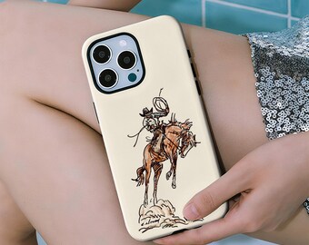Coque de téléphone western, motif cactus, chapeau de cowboy cheval sauvage, pour iPhone 17 16 15 14 13 12 11 Plus Pro Max Samsung S25 S24 S23 S22 Ultra