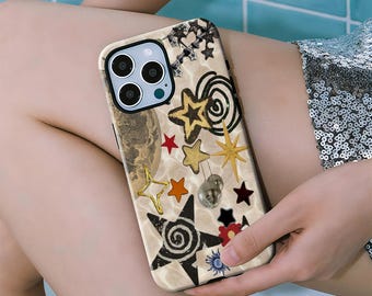 Whimsy Artistic Collage Cases Abstract Funky Designs for iPhone 17 16 15 14 13 12 11 Plus Pro Max MagSafe S25 S24 S23 S22 Plus and Ultra.