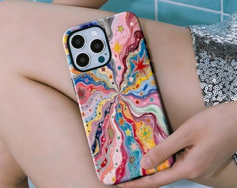 Psychedelic Starburst Case Trippy Cosmic Swirl Design for iPhone 17 16 15 14 13 12 11 Plus Pro Max MagSafe S25 S24 S23 S22 Plus and Ultra