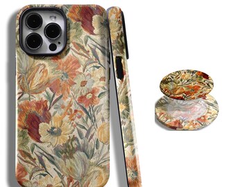 Retro Floral Case  Aesthetic Floral Print Phone Cover with iPhone 17 16 15 14 13 12 11 Plus Pro Max MagSafe S25 S24 S23 S22 Plus and Ultra.