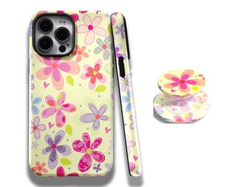 Cute Watercolor Floral Phone Case with iPhone 17, 16, 15, 14, 13, 12, 11, Pro Max and Samsung Galaxy S25, S24, S23, S22, S21