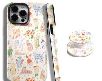 Adorable Cute Cat Design Phone Case with iPhone 17, 16, 15, 14, 13, 12, 11, Pro Max and Samsung Galaxy S25, S24, S23, S22, S21