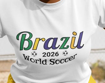 Shirt Brazilië voetbal 2026, T-shirt internationale voetbalfan, voetbalshirt Brazilië kleuren, voetballiefhebbers cadeau