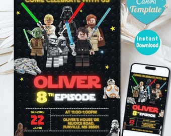 Printable Birthday Invitation, Star Invitation, War Invitation, Darth Vader Birthday Party, Stormtrooper Invitation for Instant Download