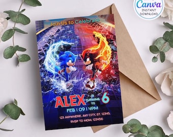 Sonic Birthday Invitation For Kids Party, Sonic The Hedgehog Boys Party Invite, Editable Sonic 3 Girls Birthday, Invite Instant Download