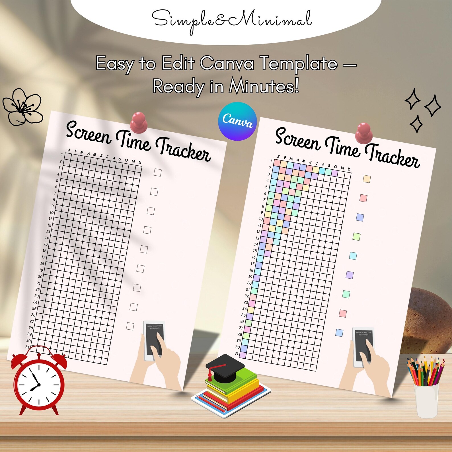 Editable Screen Time Tracker Printable: Daily Activity Chart for Kids ...