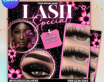 Lash Special Flyer Template, Lash Booking Flyer, Lash Appoitment Flyer, Lash Sale Flyer, Eyelash Extension Flyer, Editable in Canva