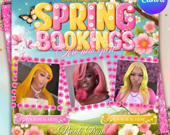 Spring Break Flyer, März-Buchungen, bearbeitbare Frühlings-Glam-Flyer-Vorlage, Frühlings-Flyer, Jetzt-Flyer, Canva-Vorlage Sofort-Download